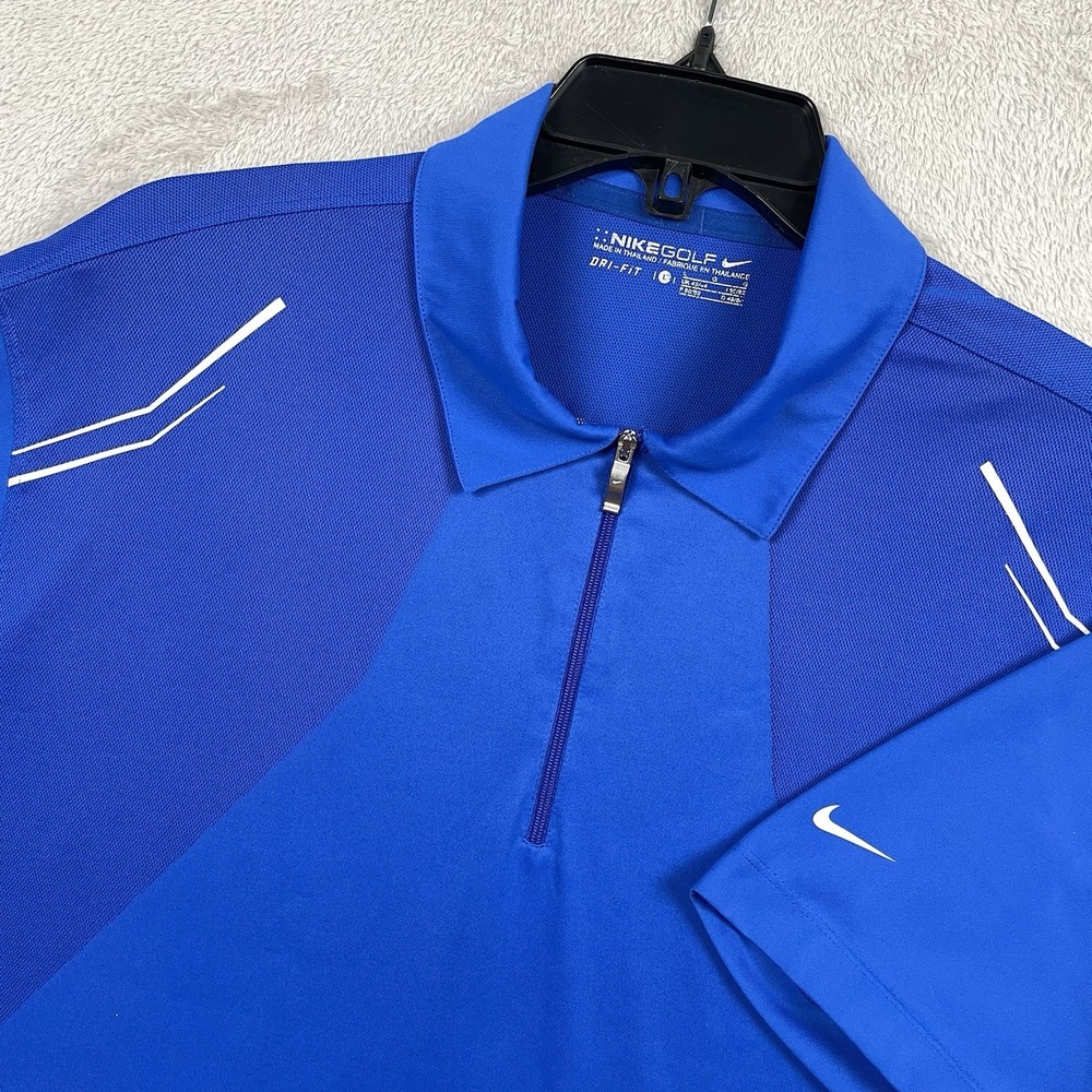 Nike Golf Polo Shirt Mens Large Blue 1/4 Zip Collar Vented Dri-Fit Wicking